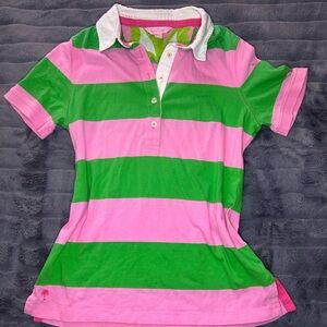 Lilly Pulitzer Pink and Green Kids Polo Shirt